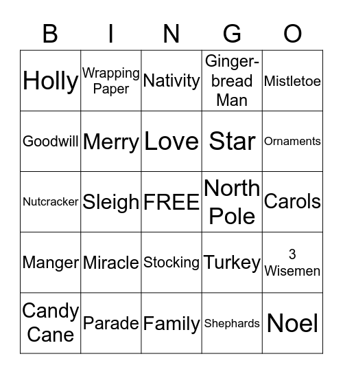 CHRISTMAS BINGO Card