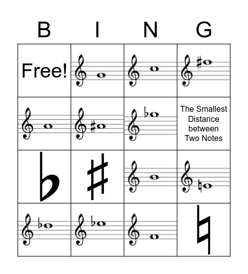Music Accidentals Bingo Card