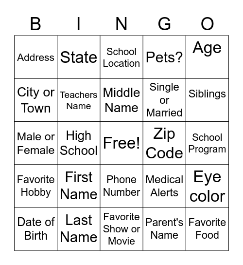 Untitled Bingo Card