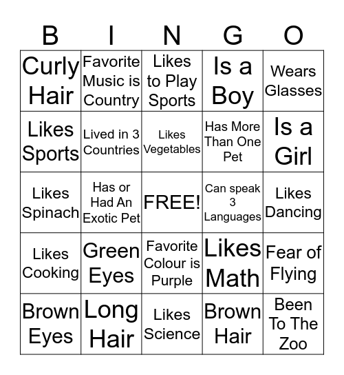 Conversation Club  Bingo Card
