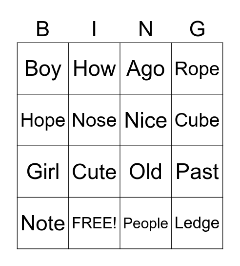 Untitled Bingo Card