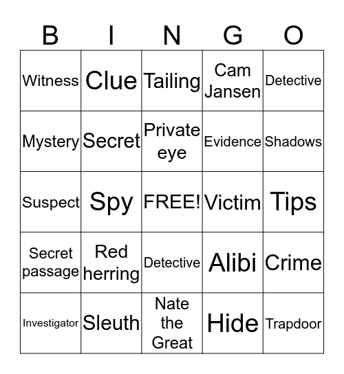 Mystery Words Bingo Card