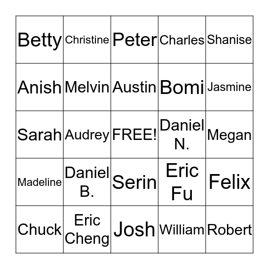 DNT Brother Bingo! Bingo Card