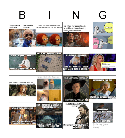 Online education Bingo Card