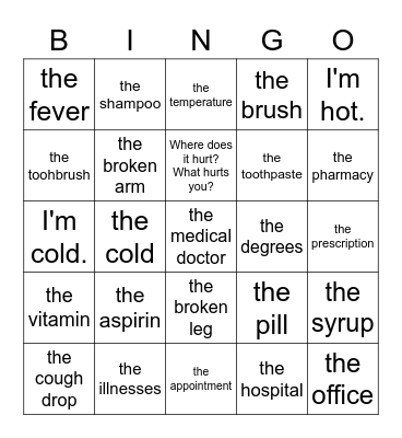 Buena Salud / Bonne Santé Bingo Card