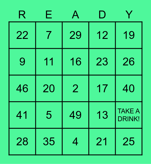 Bingo for Health Bingo Card