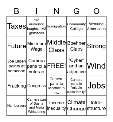 2015 State of the Union Bingo Card