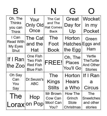 Dr.Seuss Bingo Card