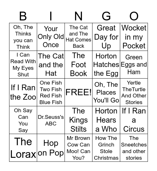 Dr.Seuss Bingo Card