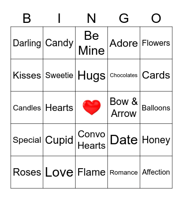 Valentine's Day Bingo Card