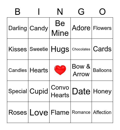 Valentine's Day Bingo Card