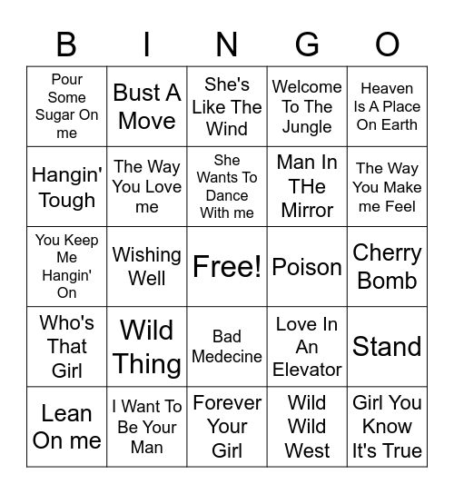 80's Part 4 Bingo Card