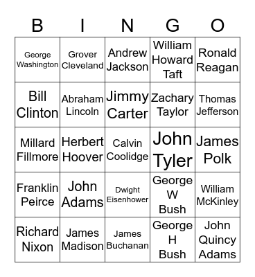 Presidents' Day BINGO Card