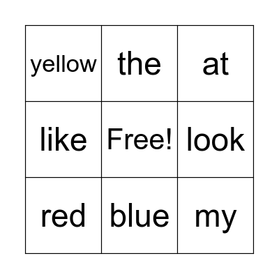 Sight Words 1 Bingo Card