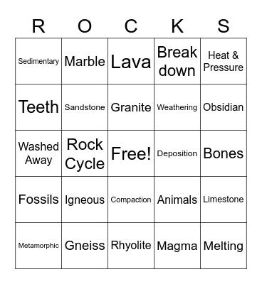 Geology Bingo Card