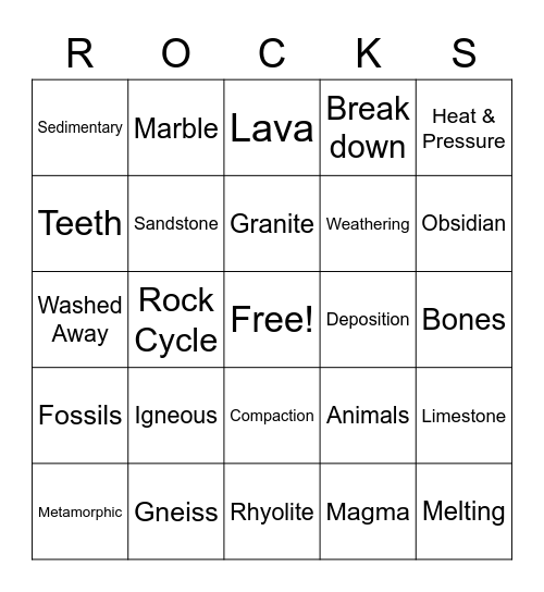 Geology Bingo Card