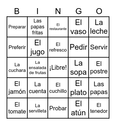Chapter 6 --- Vocabulary 1 Bingo Card