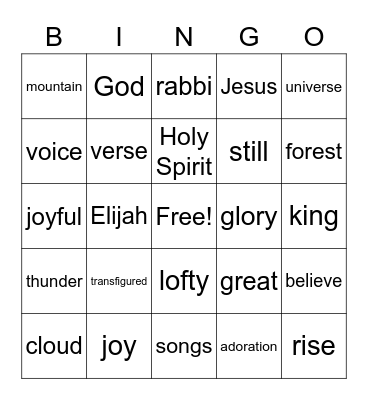 February 14, 2021 Worship (Listen for words during worship to check off when you hear them) Bingo Card