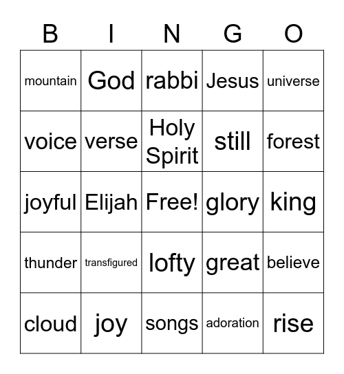 February 14, 2021 Worship (Listen for words during worship to check off when you hear them) Bingo Card