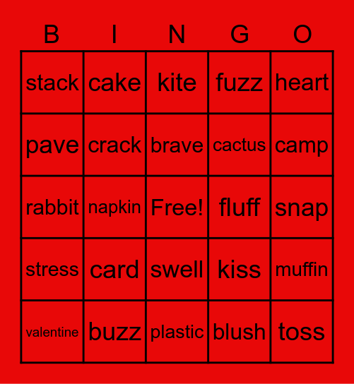 Valentine's Day/Review Bingo Card