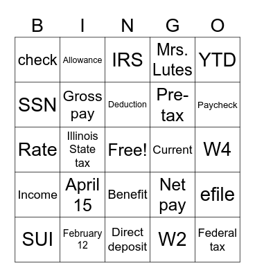 Co Op Bingo Card