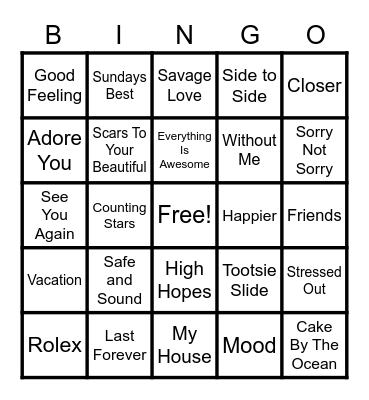 Music Bingo Card