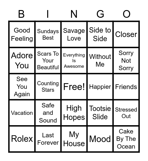 Music Bingo Card