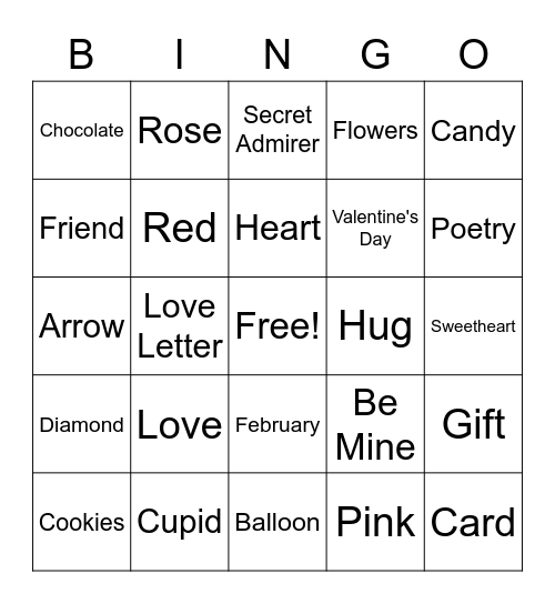 Valentine's Bingo Card