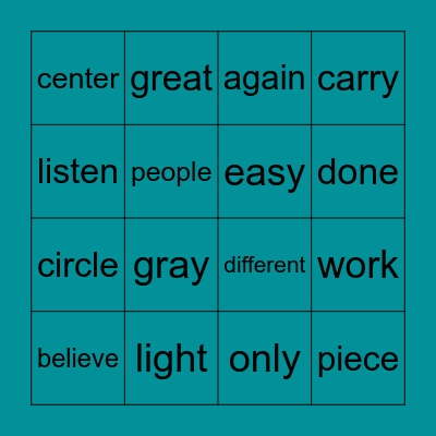 Grade 2 Sight Words Unit 3 Bingo Card