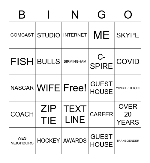 THE THOM ABRAHAM SHOW Bingo Card