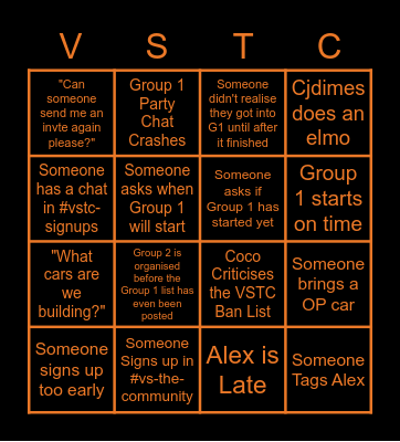 FailRace vs The Community Bingo Card