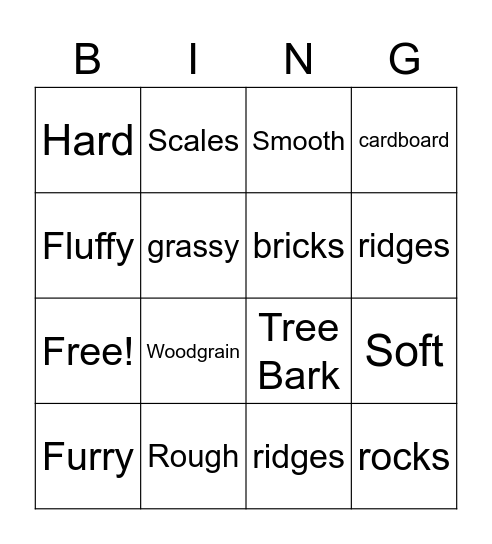 Texture Bingo Card