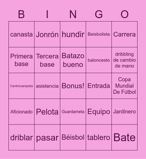 Los Deportes Bingo Card