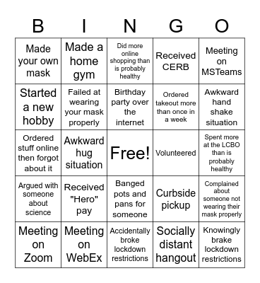 Covid-19 Bingo Card