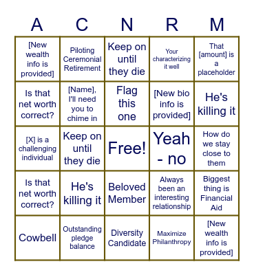 AC Meeting Bingo Card
