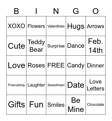 VALENTINES DAY Bingo Card