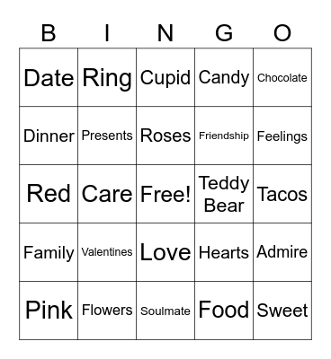 Valentines Bingo Card