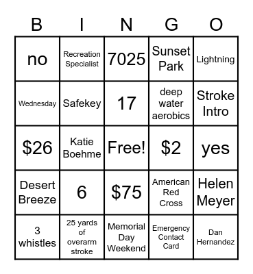 Customer Service Bingo Card