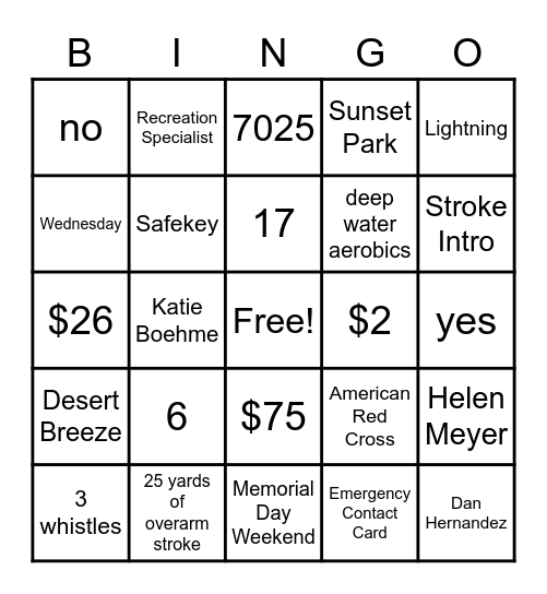 Customer Service Bingo Card