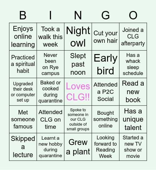 💻 Thursday CLG 🎉 Bingo Card