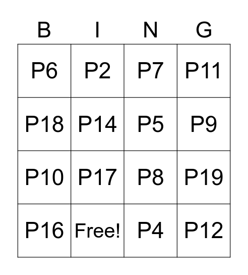 Practice Tip bingo Card