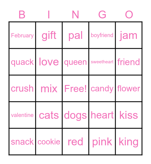 Valentine's Day Bingo Card