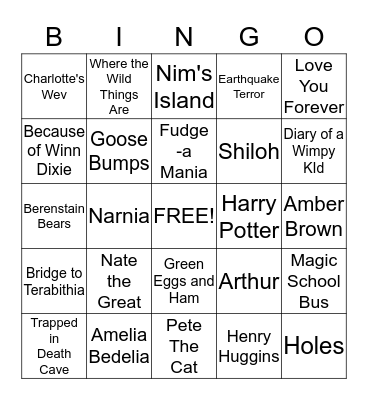 Popular Book Titles Bingo Card