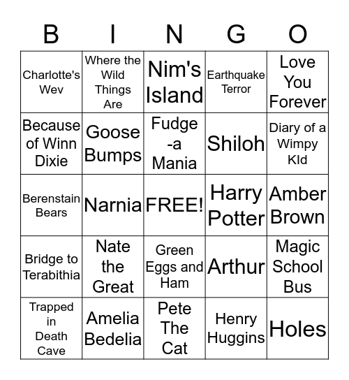 Popular Book Titles Bingo Card