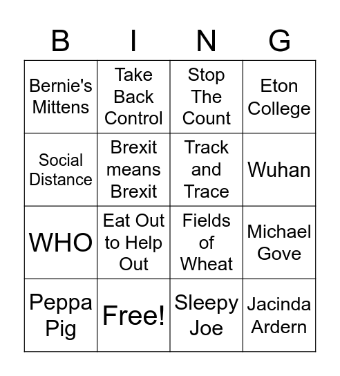Politics Bingo Card
