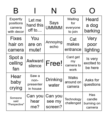 Virtual Team Bingo Card