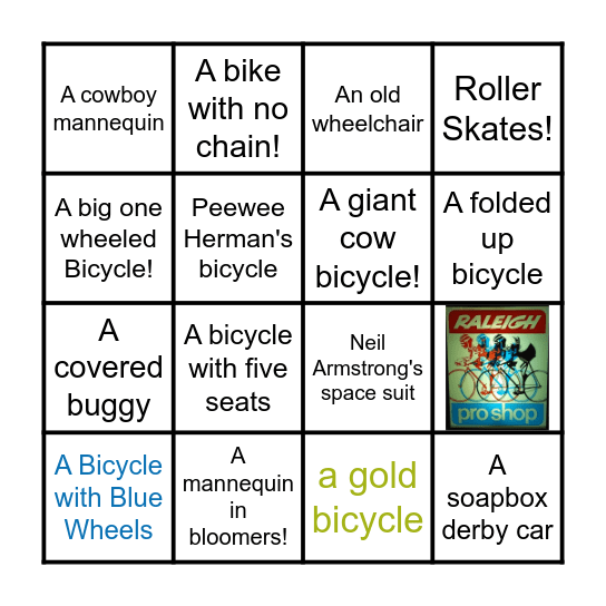 The Bicycle Museum of America Scavenger Hunt Bingo Card