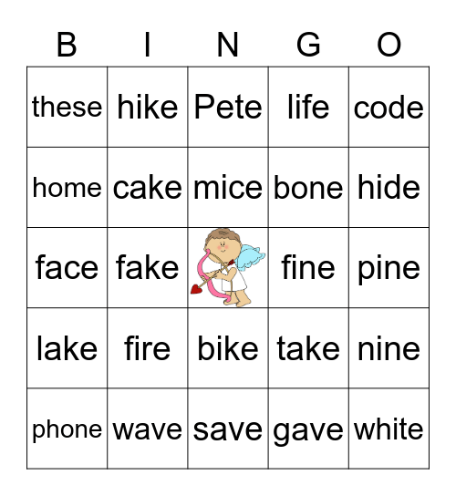 Valentine's Day with Magic-e Bingo Card