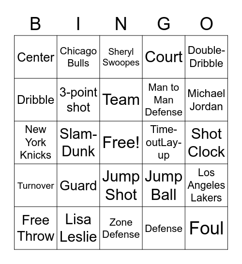 Huffman Basketball Bing Bingo Card