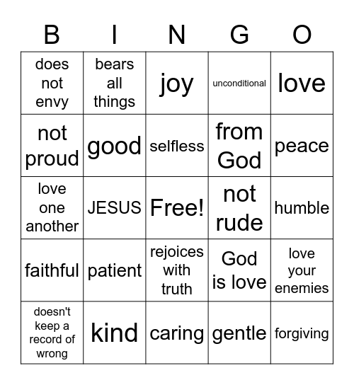 AGAPE DAY Bingo Card